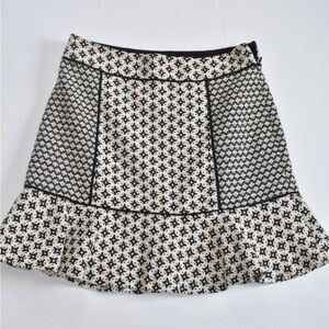 LOFT Black and White Fit and Flare Mini Skirt